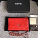 Chanel WOC Mini Shoulder Bag A33814 red silver chain HV00324Sy67