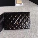 Chanel WOC Mini Shoulder Bag Original Patent leather 33814 black silver chain HV06278CD62