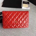 Chanel WOC Mini Shoulder Bag Original Patent leather 33814 red gold chain HV05053HB29