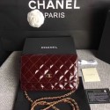 Chanel WOC Mini Shoulder Bag Original Patent leather 33814 Wine gold chain HV11269Jz48