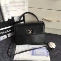 Cheap Chanel Original small flap bag with top handle A92236 black Calfskin & Ruthenium-Finish Metal HV11845ZZ98