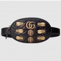 Cheap Copy 2017 Gucci Coco Capitan logo belt bag 476434 black original leather HV11244Eq45
