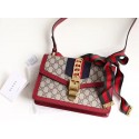 Cheap Copy Gucci GG Supreme canvas Sylvie small shoulder bag 421882 Red HV06499Eq45
