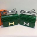 Cheap Copy Hermes Constance Bag Croco Leather H6811 green HV09054Eq45