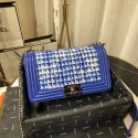 Cheap Fake Chanel Leboy Original Calfskin leather Shoulder Bag G67086 blue & silver -Tone Metal HV10669BC48