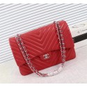 Copy 1:1 Chanel Maxi Quilted Classic Flap Bag Sheepskin C56801 red Silver chain HV11757xD64