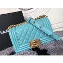Copy Best Boy Chanel Flap Shoulder Bag Sheepskin Leather A67085 Blue HV06968Qc72