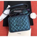 Copy Best Chanel Original Leather Cosmetic Bag A93343 Blue HV11713Qc72