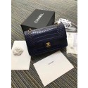 Copy Chanel Classic Handbag Original Alligator & Gold-Tone Metal A01112 dark blue HV03074Ey31