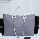 Copy Chanel Medium Canvas Tote Shopping Bag 2042 Light gray HV11834Ey31