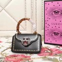Copy Gucci Bamboo Daily Leather Top Handle MINI Bag 488667 black HV02356Kn92