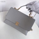 Designer Chanel flap bag Grained Calfskin & Gold-Tone Metal AS0305 grey HV02024vs94