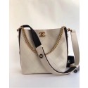 Designer Replica Chanel Hobo Handbag Calfskin Grosgrain & Gold Tone Metal A57576 white HV08886CF36