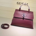 Designer Replica Gucci Bamboo Daily Leather Top Handle Bag 392013 wine HV03411CF36