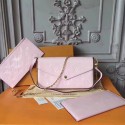 Designer Replica Louis Vuitton Original Monogram Vernis Felicie Chain Wallet 61276 light pink HV00491CF36