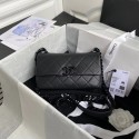 Fake 1:1 Chanel flap bag Grained Calfskin & Lacquered Metal AS2302 black HV00502YK70