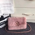 Fake Best Chanel Rabbit hair Shoulder Bag 3369 pink HV10181Nk59