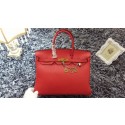 Fake Best Hermes Birkin 35cm tote bag litchi leather H35 red HV01421Nk59