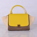 Fake Celine Mini Trapeze Bag Original Leather 8803-8 Yellow&Khaki&White HV00899Iw51