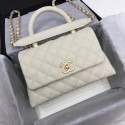 Fake Chanel Classic Caviar leather mini Top Handle Bag A92990 white gold chain HV01681qZ31