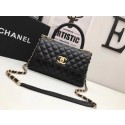 Fake Chanel Classic Top Handle Bag A92991 sheepskin gold chain black HV02559ny77