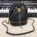 Fake Chanel drawstring bag Calfskin & Gold-Tone Metal AS0373 black HV05466xE84