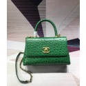 Fake Chanel flap bag with top handle B93737 green HV02325EQ38