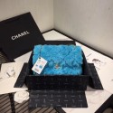 Fake Chanel flap bag Wool sheepskin &Gold-Tone Metal AS1063 sky blue HV01874ny77