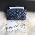 Fake Chanel Flap Original Cowhide Leather 30225 blue Silver chain HV01113Hj78