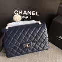 Fake Chanel Flap Original Lambskin Leather Shoulder Bag CF1113 Dark blue silver chain HV01099ny77