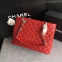 Fake Chanel LE BOY GRAND SHOPPING TOTE BAG GST A50995 red Silver chain HV07480pE71