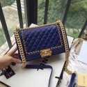 Fake Chanel LE BOY Shoulder Bag Original Calf leather 67086D blue HV09143Hj78