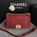 Fake Chanel LE BOY Shoulder Bag Original Sheepskin Leather 67086V red Gold Buckle HV07070EQ38