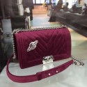 Fake Chanel LE BOY Shoulder Bag Original velvet universe C67086 purple HV03213Lh27