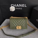 Fake Chanel Leboy Original Calf leather Shoulder Bag B67085 green gold chain HV10576xE84