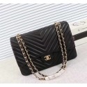 Fake Chanel Maxi Quilted Classic Flap Bag Sheepskin C56801 black Gold chain HV01316qZ31