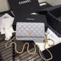 Fake Chanel Original Small classic Sheepskin flap bag AS33814 light grey HV05282xR88