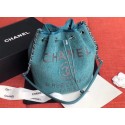 Fake CHANEL Tweed Calfskin drawstring bag & Gold-Tone Metal AS0455 blue HV03899kw88