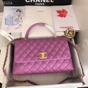 Fake Cheap Chanel original Calfskin flap bag top handle A92292 Purplish&gold-Tone Metal HV03589Kt89