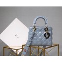 Fake Dior lucky badges Original sheepskin Tote Bag A88035 sky blue HV03785EQ38