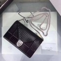 Fake DIORAMA WALLET ON CHAIN CLUTCH METALLIC CALFSKIN WITH MICRO-CANNAGE MOTIF S0328 black HV02181xE84