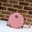 Fake Gucci GG Marmont mini round shoulder bag 550154 Pastel pink HV11122xR88