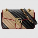 Fake Gucci GG Marmont small shoulder bag 443497 Beige and black HV00582xR88