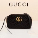 Fake Gucci GG Marmont Velvet leather Shoulder Bag 447632 black HV08872bz90
