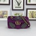 Fake Gucci GG NOW Velvet Shoulder Bag A446744 purple HV02938Hj78