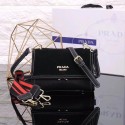 Fake Prada Cahier Leather Shoulder Bag 7397 black HV00500EQ38
