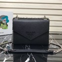 Fake Prada Monochrome Saffiano leather bag 1BD127 black HV06746qZ31