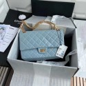 Fashion Chanel 2.55 Calfskin Flap Bag A37587 sky blue HV11594Of26