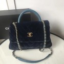 Fashion Chanel flap bag with top handle A92991 Royal Blue HV07214Of26