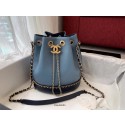 First-class Quality Chanel drawstring bag Calfskin & Gold-Tone Metal AS0373 blue HV05211VJ28